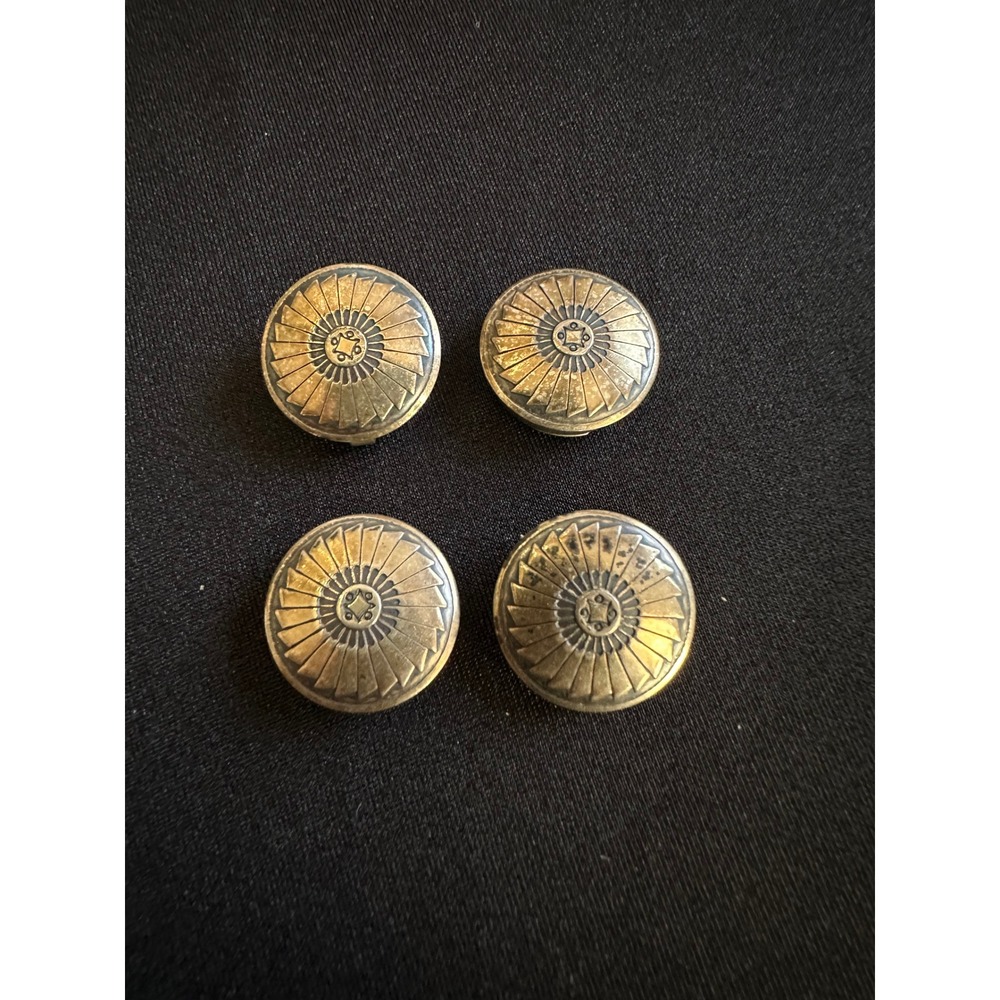 Vintage Sunburst Button Covers Set of 4 Antiqued Brass Tone Western Steampunk